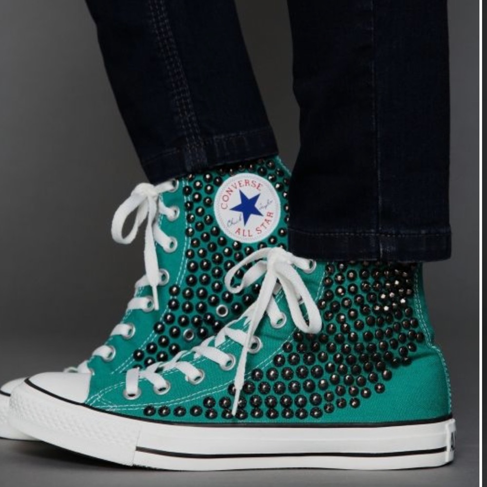 Midnight Turquoise Studded Converse